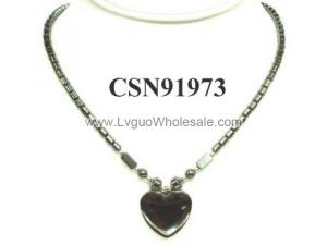 Hematite Heart Pendant Beads Stone Chain Choker Fashion Women Necklace